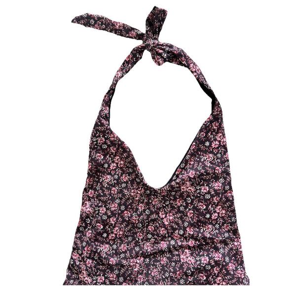 Women’s Veronica Beard Vickerie One-piece Floral Pink Black Halter Swimsuit Sz M - Picture 4 of 6